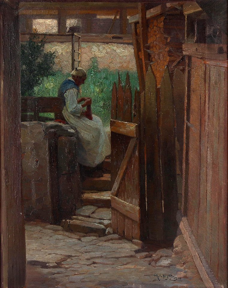 Rudolf Alfred Höger Bei der Hausarbeit 1908