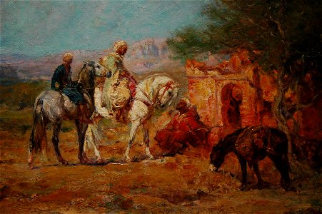 Cavaliers arabes près du mausolée