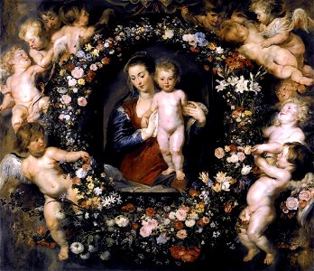 Rubens Madonna on Floral Wreath