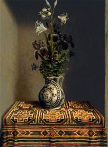 Memling, Hans — Flowers in a Jug (reverse). Free illustration for personal and commercial use.