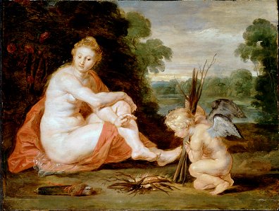 Rubens, Sir Peter Paul - Venus and Cupid warming themselves (Venus frigida) - Google Art Project. Free illustration for personal and commercial use.