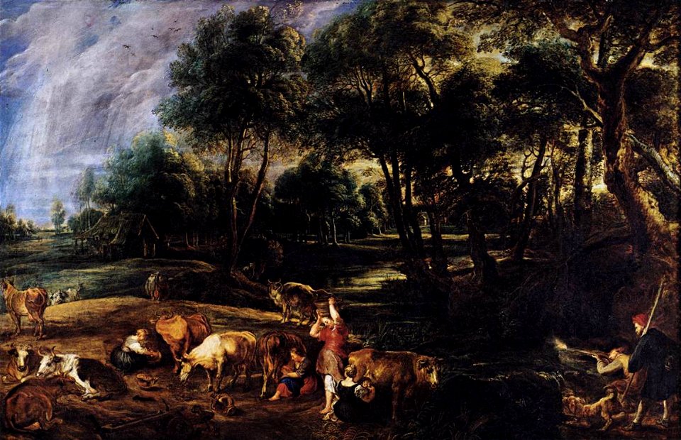 Peter Paul Rubens - Landscape with Cows and Wildfowlers - WGA20402