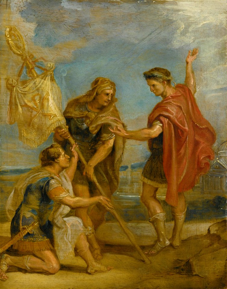 SIR PETER PAUL RUBENS SIEGEN 1577 - 1640 ANTWERP CONSTANTINE PRESENTING THE LABARUM TO HIS TROOPS