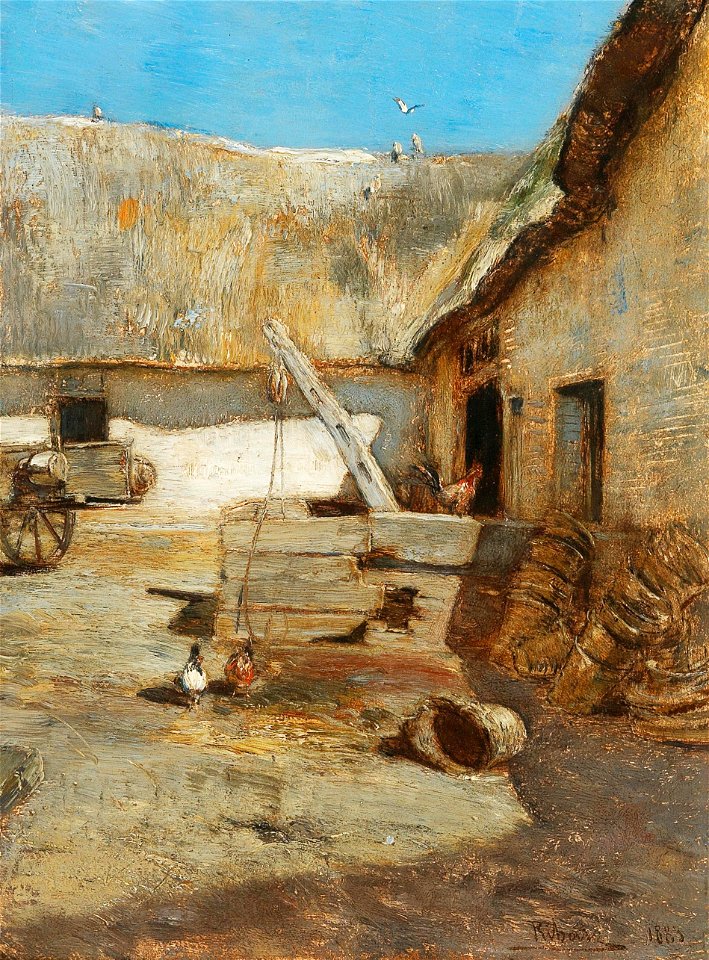 Rudolf Ribarz - Chickens in a Farmhouse Courtyard
