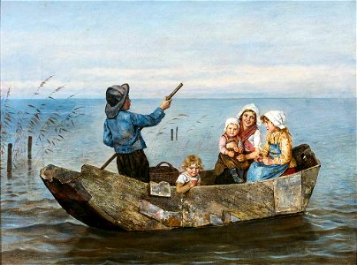 Rudolf Hirth du Frênes Kinder in einem alten Nachen
