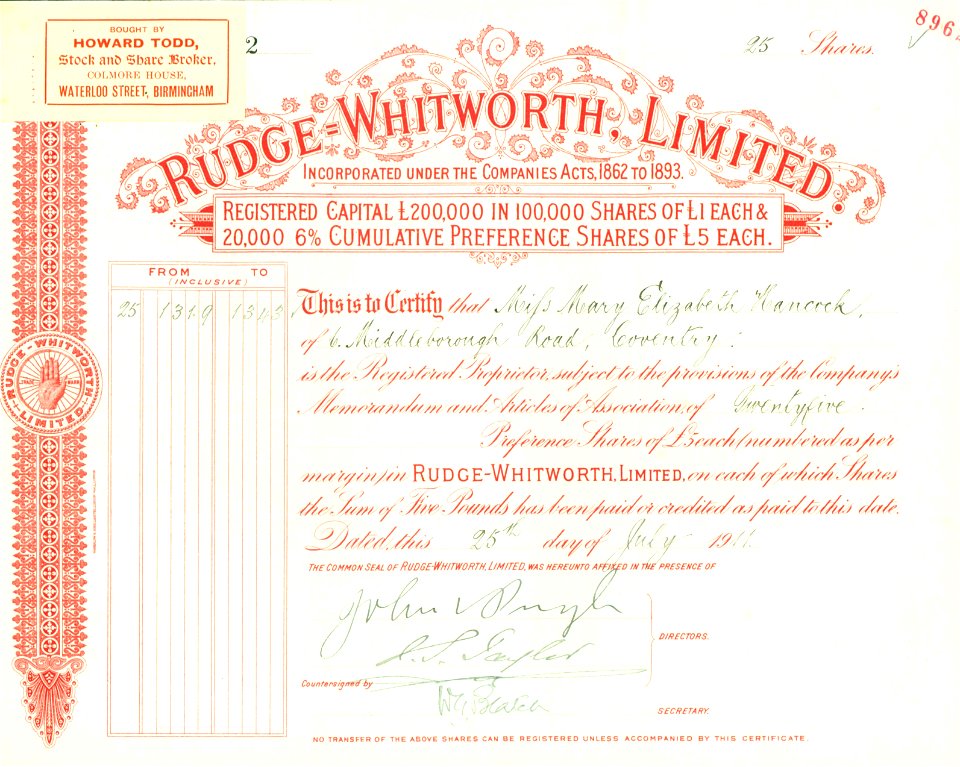 Rudge-Whitworth Ltd 1911