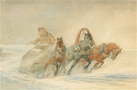 Rudolf Ferdinandovich Frentz - A Russian troika in the snow