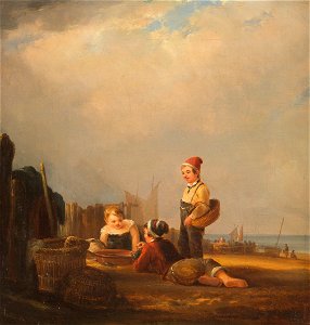 Rudolf Jordan Junge Fischer spielen mit dem Fang 1845