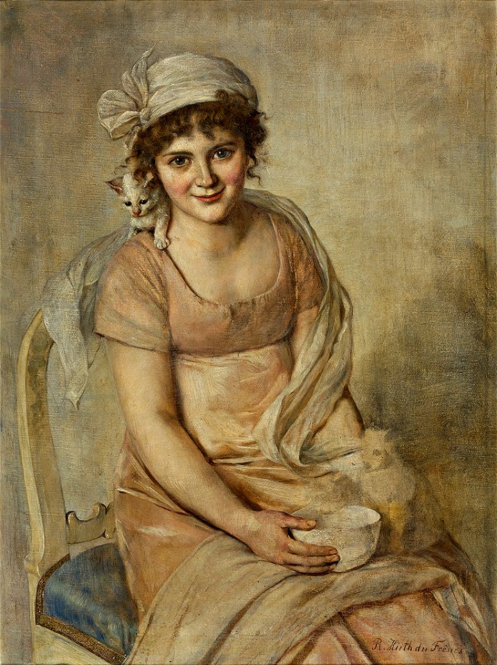 Rudolf Hirth du Frênes Junge Frau mit Kätzchen