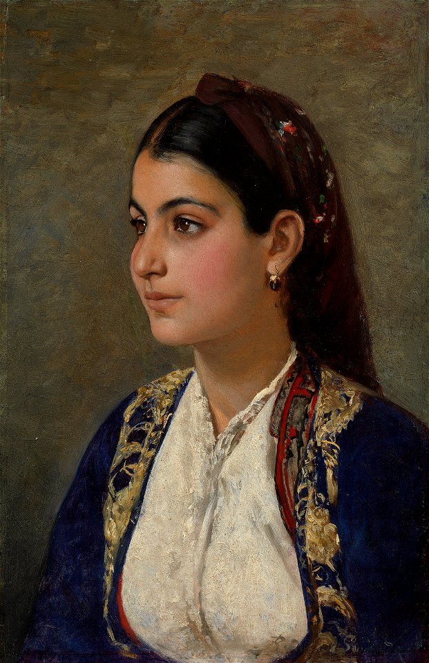 Rudolf Swoboda (1859-1914) - Rhodothea Petrou, weaver of Nicosia, aged 15. - RCIN 403752 - Royal Collection