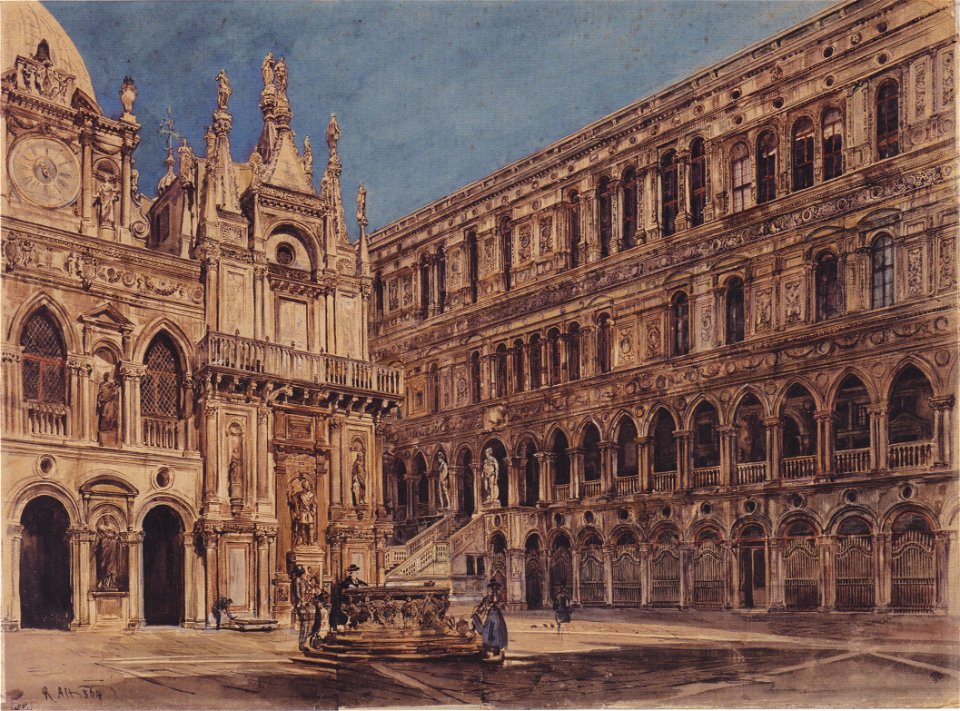 Rudolf von Alt - Der Hof des Dogenpalastes in Venedig - 1867