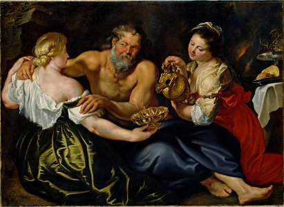 Peter Paul Rubens - Lot and his daughters in a rock grotto (Schwerin)