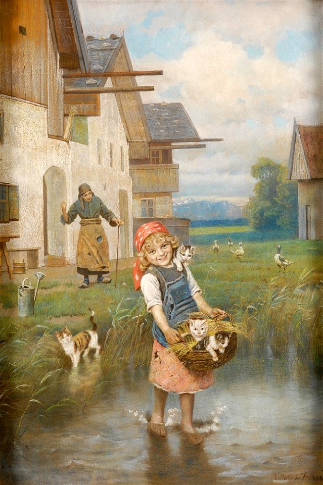 Rudolf Hirth du Frênes Die Katzenmama