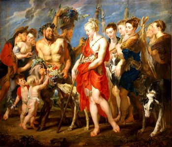 Diana Returning from the Chase by Peter Paul Rubens and Frans Snijders Hessisches Landesmuseum, Darmstadt. Free illustration for personal and commercial use.