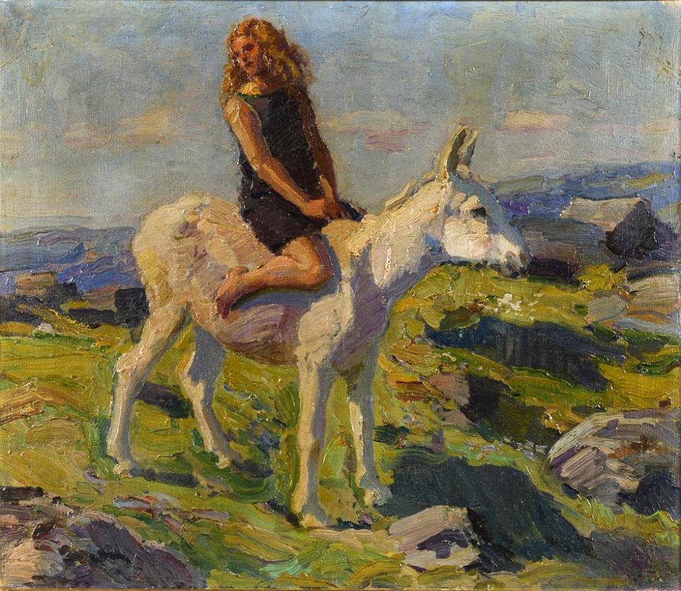 Rudolf Gudden Mädchen auf Esel