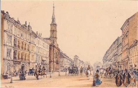 Rudolf von Alt - Die Jägerzeile in Wien - 1844