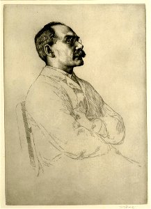 Rudyard Kipling No. 1 by William Strang 1898. Free illustration for personal and commercial use.