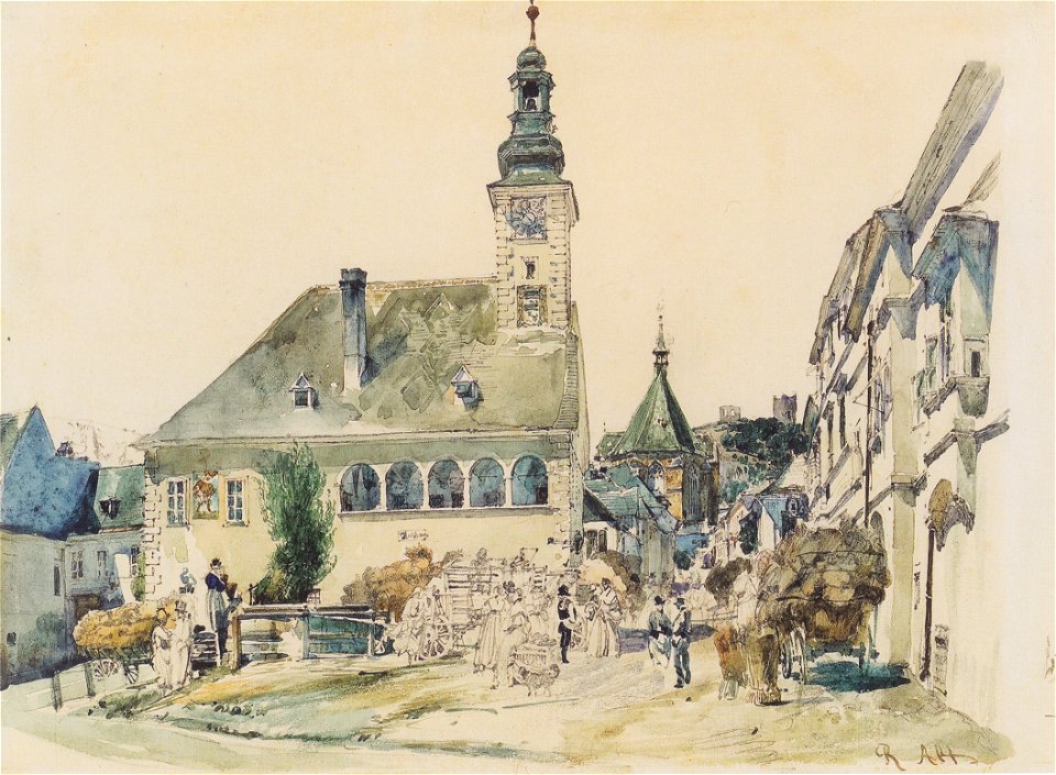 Rudolf von Alt - Das Rathaus in Mödling, 1842