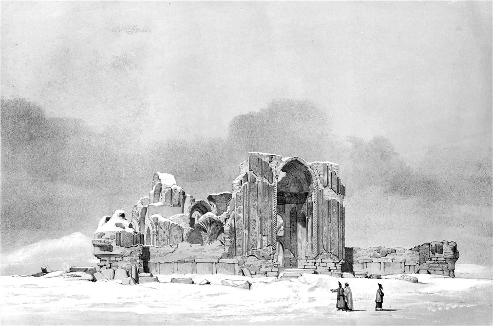 Ruined Mosque , Tabriz by Eugène Flandin