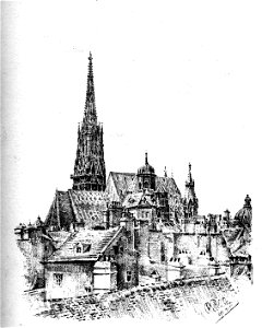 Rudolf Matthias Pichler Dächer mit Stephansdom 1925 dgE