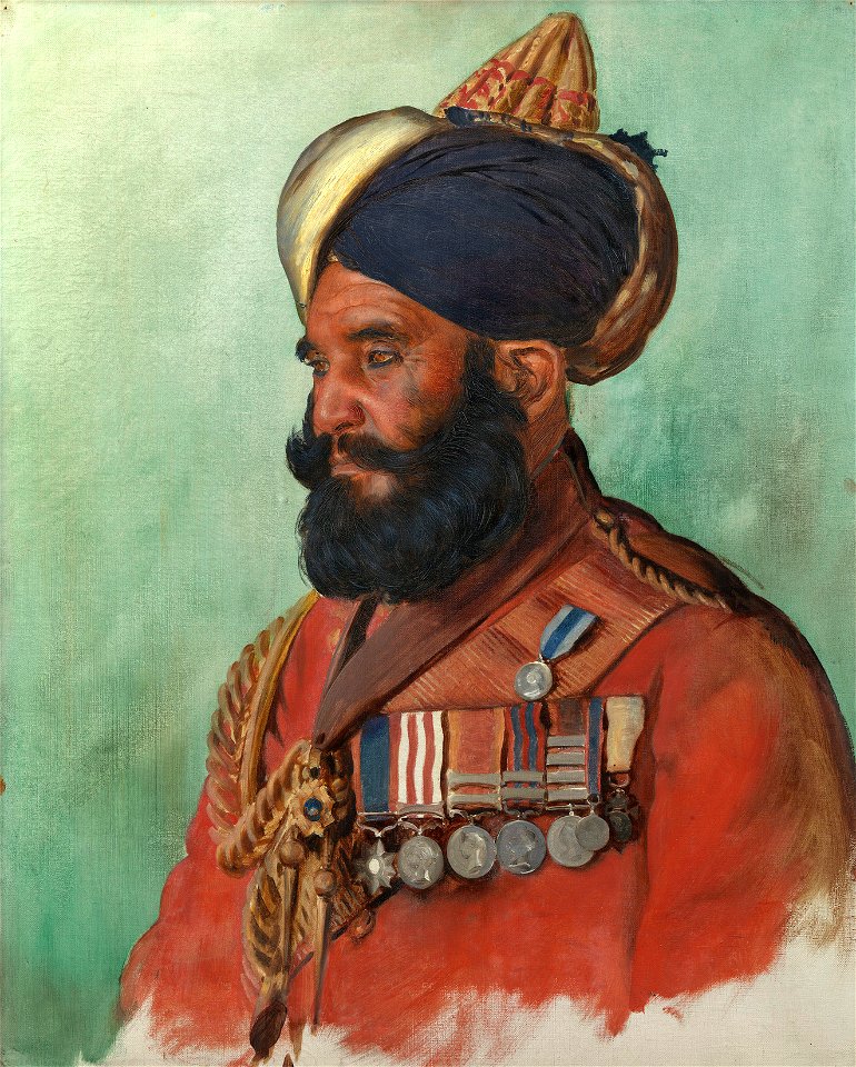 Rudolf Swoboda (1859-1914) - Risaldar-Major Baha-Ud-Din Khan, Sirdar Bahadur, 1st Central India Horse - RCIN 403811 - Royal Collection