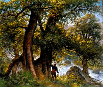 Rudolf Koller - Der Wilderer in Waldlandschaft