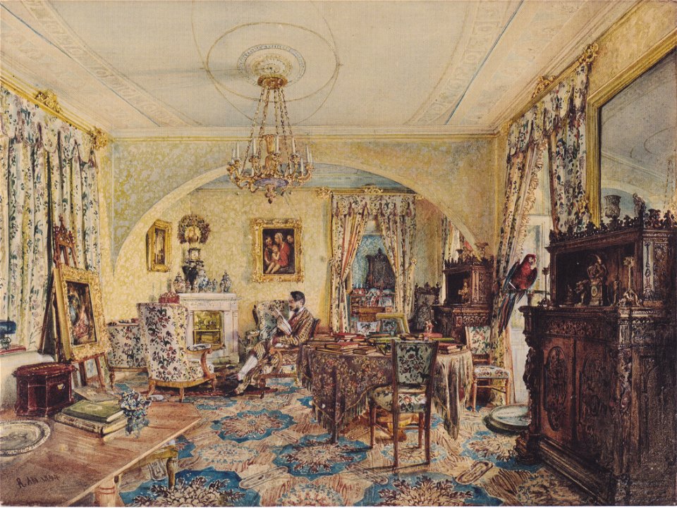Rudolf von Alt - Casimir Graf Batthyány in seinem Salon auf Schloss Siklós - 1844