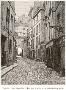 Rue Haute-des-Ursins, vue prise de la rue Saint-Landry, 1865