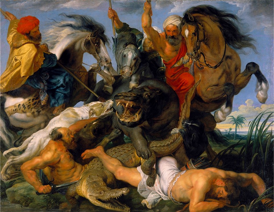 Peter Paul Rubens - Hippopotamus and Crocodile Hunt (Alte Pinakothek)