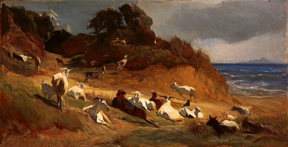 Rudolf Koller - Ziegenherde am Strand von Porto d'Anzio