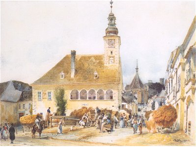 Rudolf von Alt - Das Rathaus in Mödling - 1842