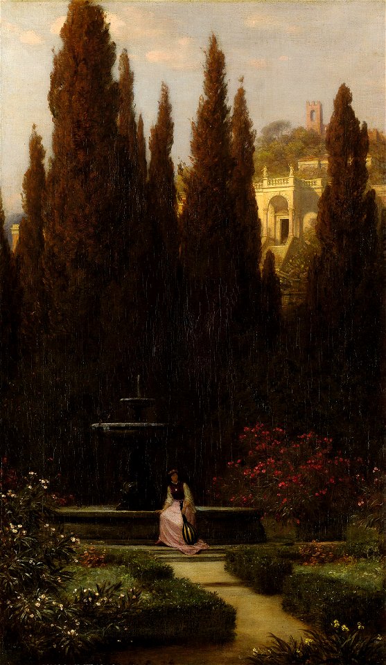 Rudolf Schick Lautenspielerin am Brunnen
