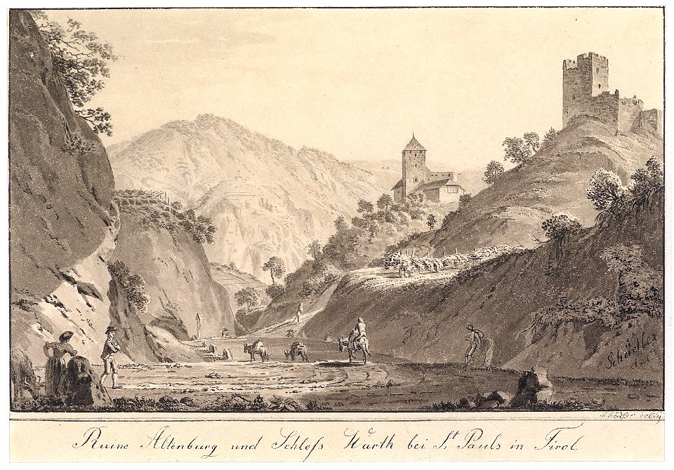 Ruine Altenburg und Burg Warth bei St Pauls in Südtirol