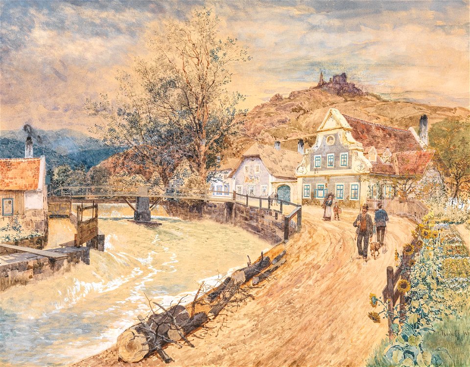 Rudolf Weber Motiv aus der Wachau mit Ruine Dürnstein