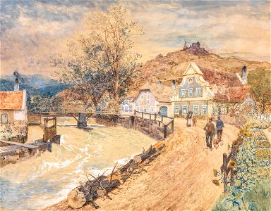 Rudolf Weber Motiv aus der Wachau mit Ruine Dürnstein