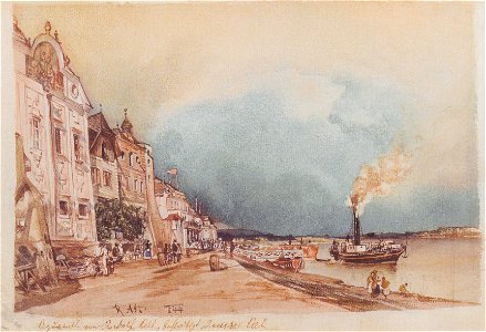 Rudolf von Alt - Der Landeplatz in Stein an der Donau - 1844