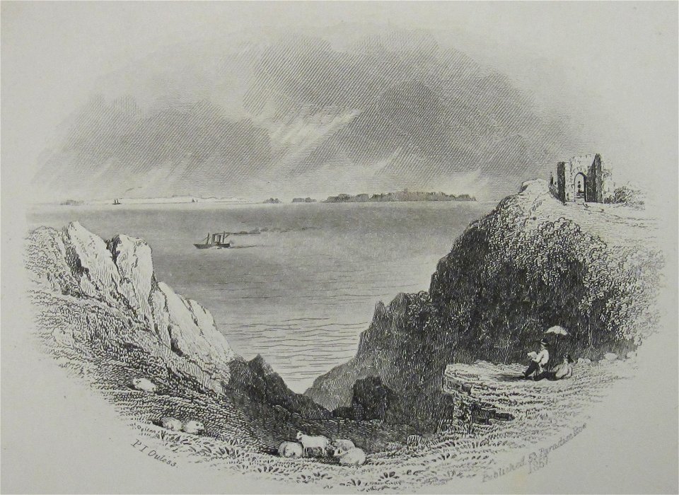 Ruins of Grosnez Castle The Islands of Guernsey Serk Herm and Jethou in the distance Philip John Ouless 1857