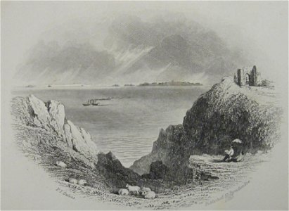 Ruins of Grosnez Castle The Islands of Guernsey Serk Herm and Jethou in the distance Philip John Ouless 1857