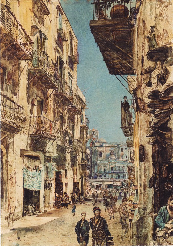 Rudolf von Alt - Straße in Palermo - 1867