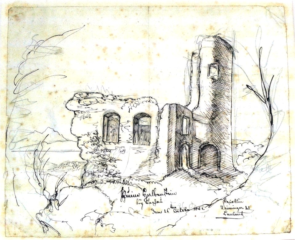 Ruine Halbenstein bei Lochau 1842 Bildbeschriftung