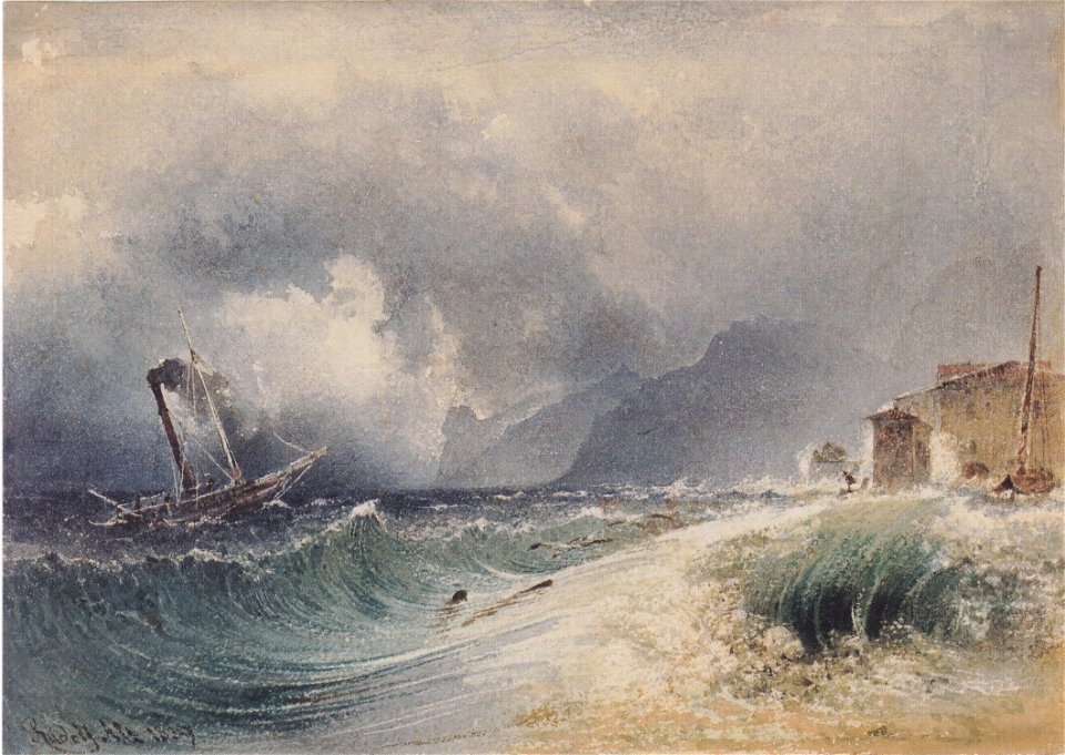 Rudolf von Alt - Gewittersturm am Gardasee - 1839