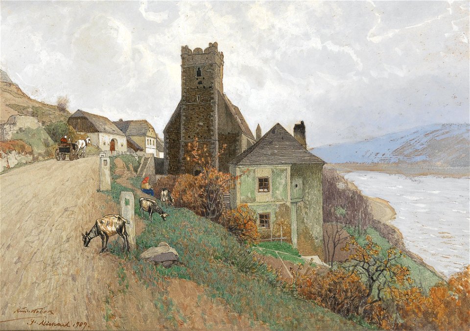 Rudolf Weber Donauufer in St Michael 1909