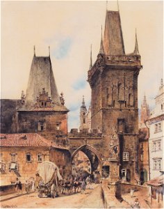 Rudolf von Alt - Brückenturm auf der Kleinseite in Prag - 1843