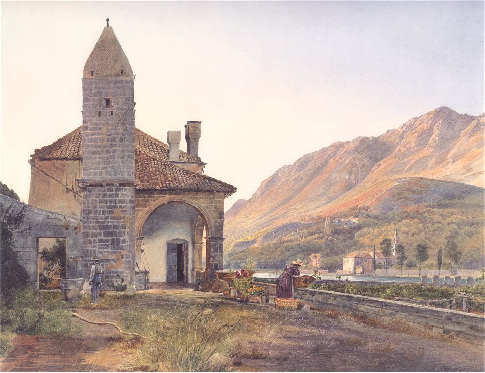 Rudolf von Alt - Das Franziskanerkloster im Omblatal bei Ragussa
