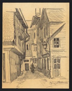 Ruelle dans une ville drawing by Jean-François Taelemans, R-2009-26347, Prints Department, Royal Library of Belgium