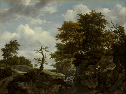 Jacob van Ruisdael - Landscape with Bridge, Cattle, and Figures (ca.1660)
