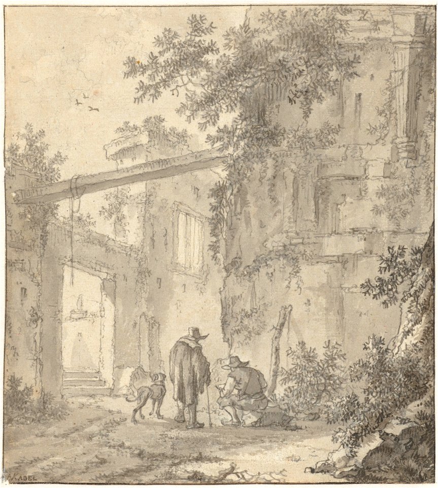Ruins of a classic building, by Adriaen van der Kabel