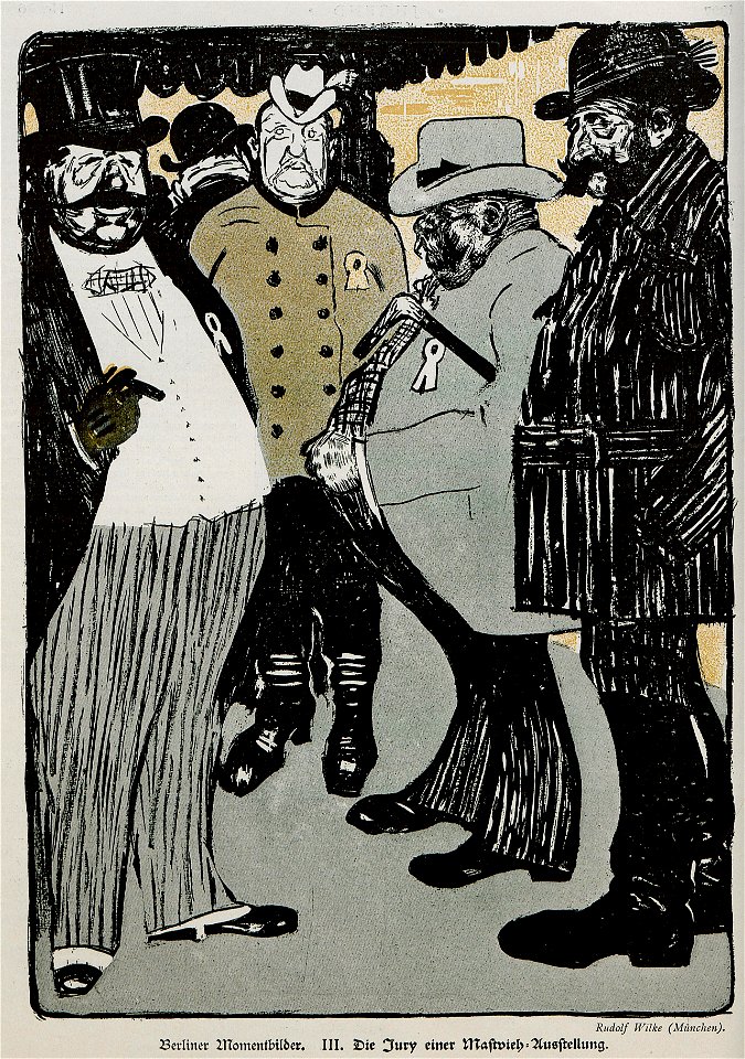 Rudolf Wilke - Die Jury einer Mastviehausstellung, Jugend 1897
