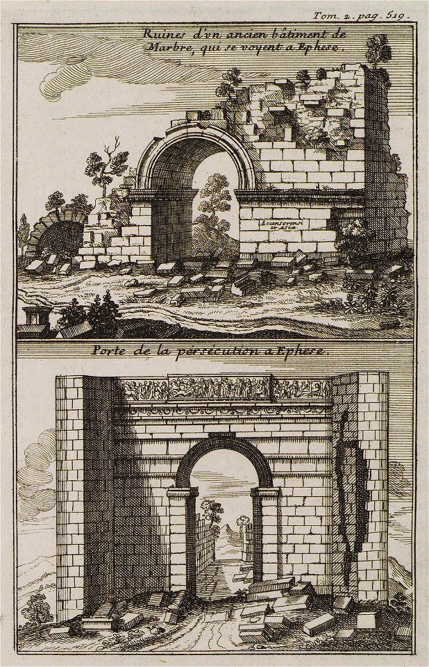 Ruines d'un ancien bâtiment de Marbre, qui se voyent en Ephèse Porte de la persecution a Ephese - Tournefort Joseph Pitton De - 1717