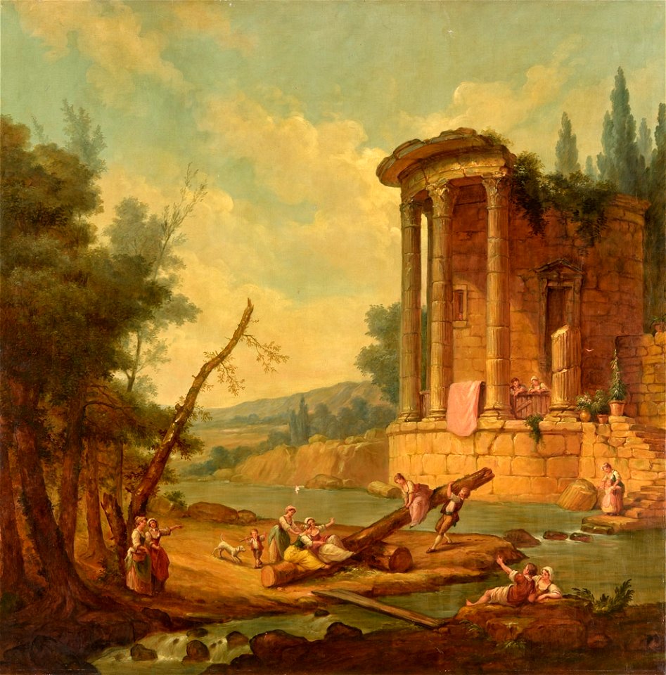 Ruinenlandschaft mit Landvolk und Wippe